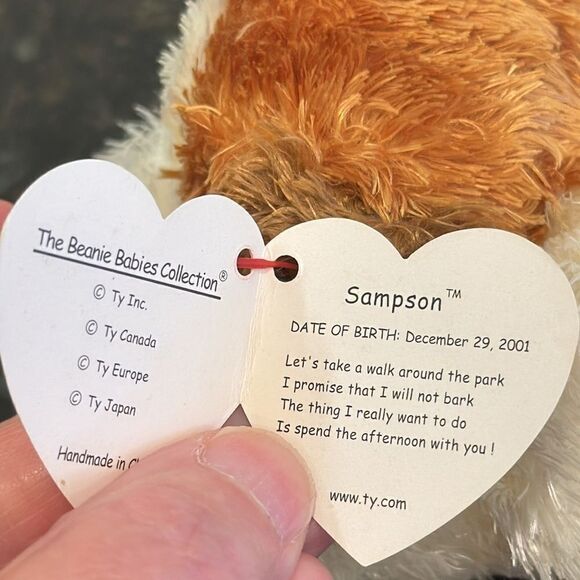 Ty Beanie Baby Sampson St Bernard dog. Size 8”. With Ear Tag. Puppy - Picture 9 of 9